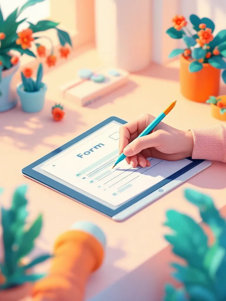 Mano rellenando formulario en tablet